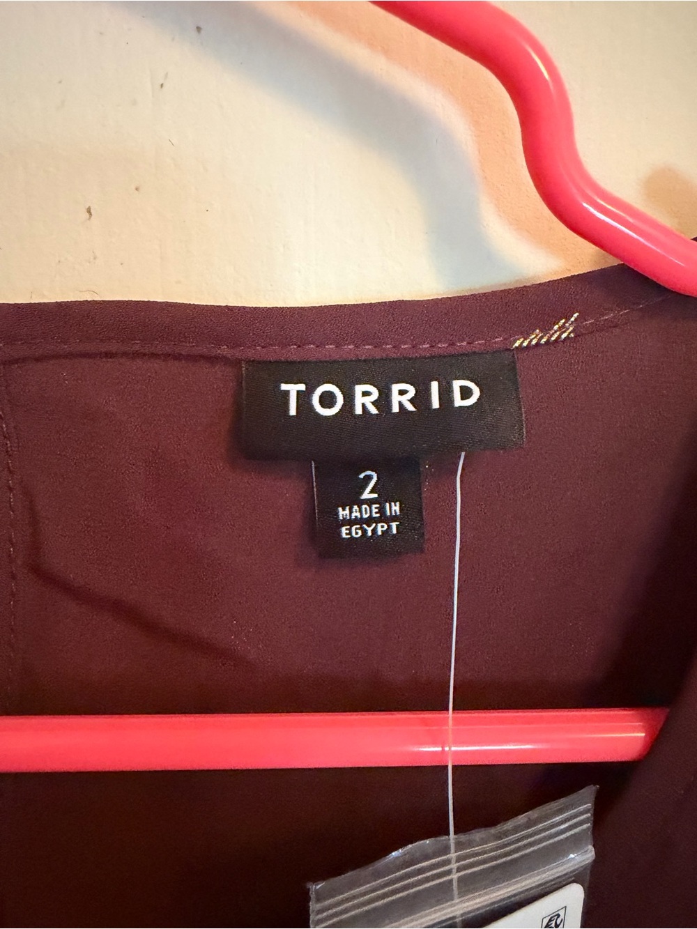 torrid Burgundy Blouse with Metallic Gold Dot Pattern